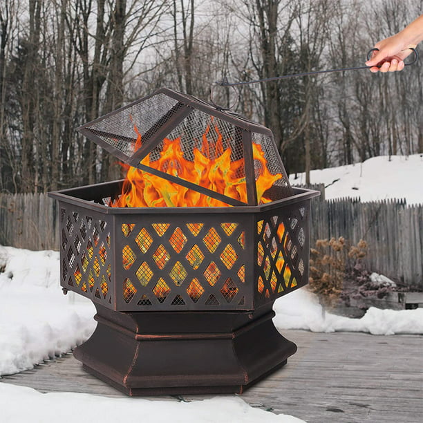 Segmart 24 Fire Pit For Patio, Outdoor Metal Fire Pit