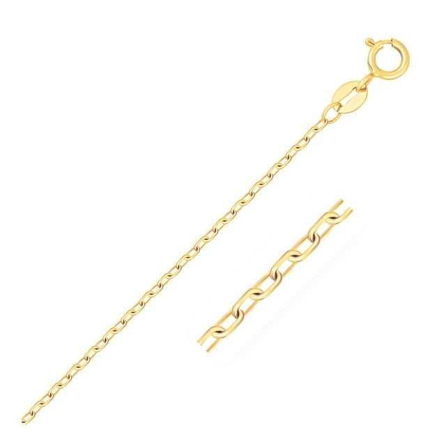14k Yellow Gold Faceted Cable Link Chain 1.3mm 18 in