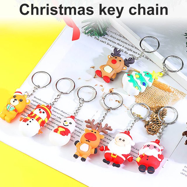kurtrusly Keychain Christmas Themed Silicone Pendant Key Ring Bag Decorative Attachment Alloy Keychain, Type 7