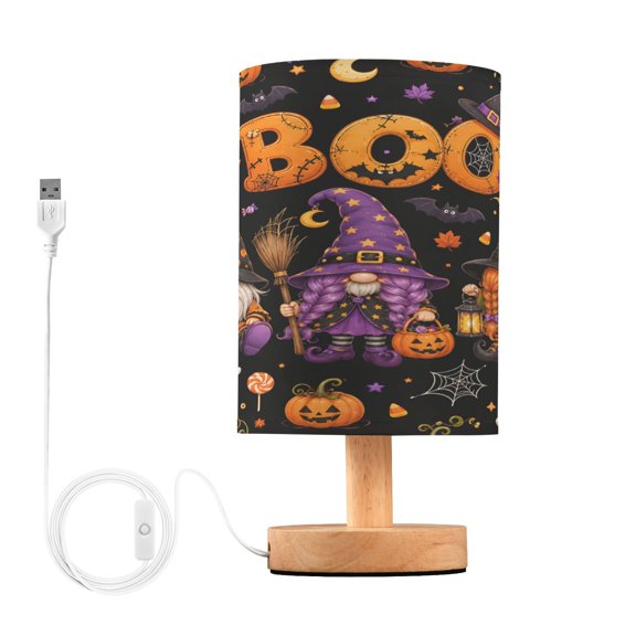 Gnome Table Lamp, Fully Dimmable Nightstand Lamp with USB and Linen Fabric Shade, Modern Gifts for Bedroom, Living Room, Office
