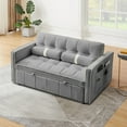 thumbnail image 2 of Muumblus 55" Pull Out Sofa Bed - Tufted Velvet Convertible Loveseat Sleeper Sofa Couch for Living Room, Gray, 2 of 10