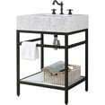 thumbnail image 3 of GGISHA24"x 21"Freestanding Bathroom Vanity with Sink,Carrara Marble,Black Frame,Tempered Glass Shelf, 3 of 8