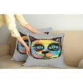 thumbnail image 3 of Ambesonne Cat Throw Pillow Cover 2 Pack, Sketch Art Dark Big Eyes, 24", Multicolor, 3 of 6