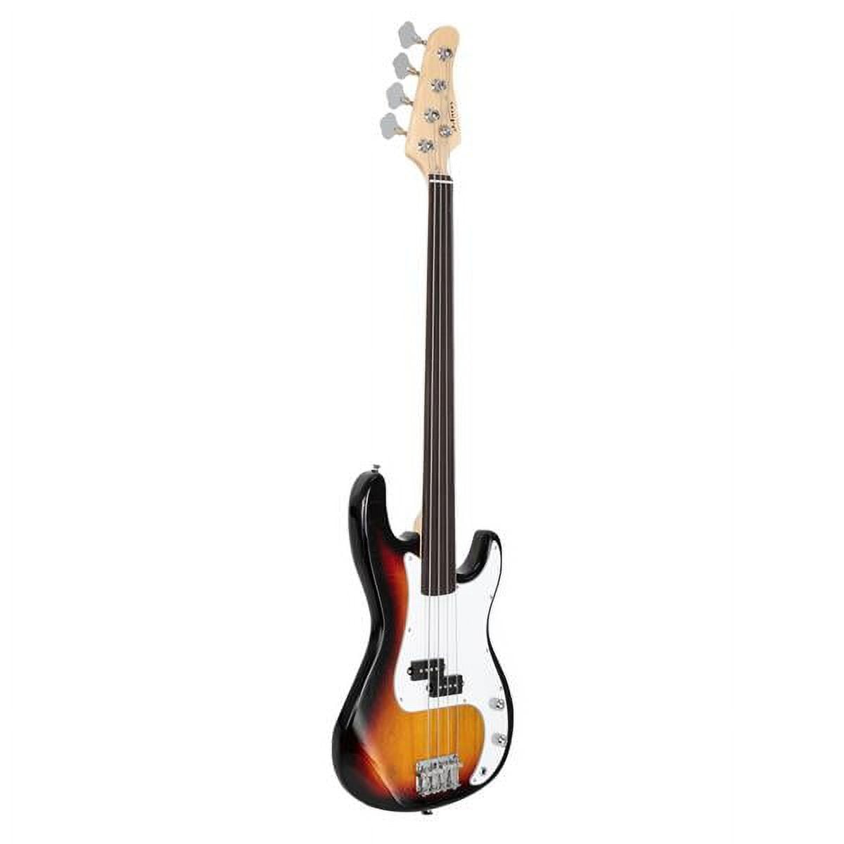 Fretless Bass Guitar Full Size 4 String for experienced Bass Players Cord Wrench Tool Sunset Color