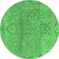 thumbnail image 1 of Ahgly Company Indoor Round Oriental Emerald Green Traditional Area Rugs, 4' Round, 1 of 4