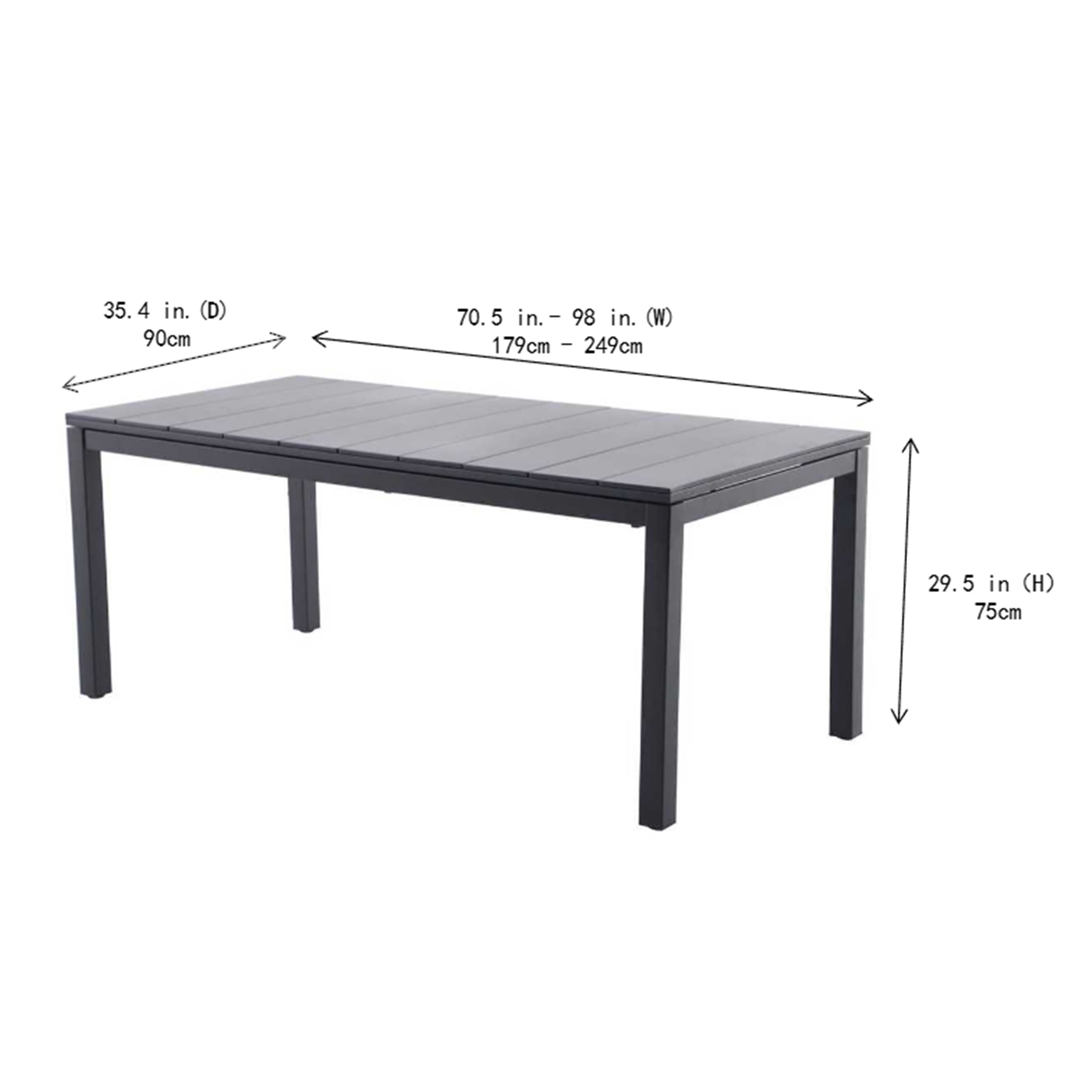 Table à dîner extensible extérieure en acier Cobble Hill Mainstays, noir