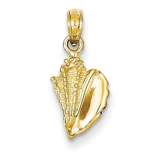 14k Yellow Gold Conch Shell Necklace Charm Pendant Seashore Seashell