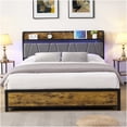 thumbnail image 2 of Full Size Bed Frame with Storage Headboard, USB Charging Ports, RGB LED Lighting, 4 Drawers, Sturdy Metal Platform, No Box Spring Needed, 2 of 10