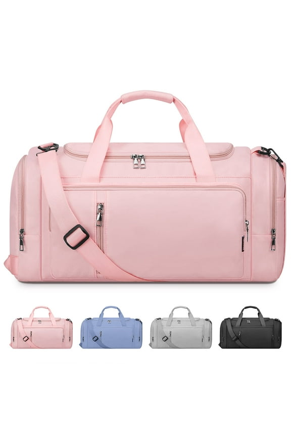 Gym Duffle Bag Backpack Waterproof Sports Duffel Bags Travel Weekender Bag for Men Women Overnight Bag with Shoes Compartment Pink