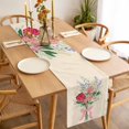 thumbnail image 6 of Pastoral Flowers Cotton Linen Table Runner for Dining Kitchen, Spring Red Pink Floral Leaves Botanical Wedding Outdoor Party Tablerunners, Dresser Scarf Coffee Tablecloth Runners 13x60 Inches, 6 of 9