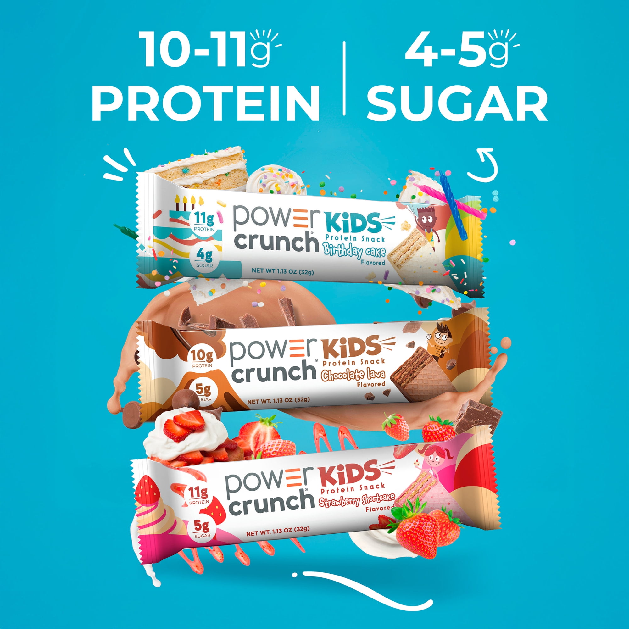 Power Crunch KIDS Strawberry Cream Bars 1.13oz, 5 Count Box