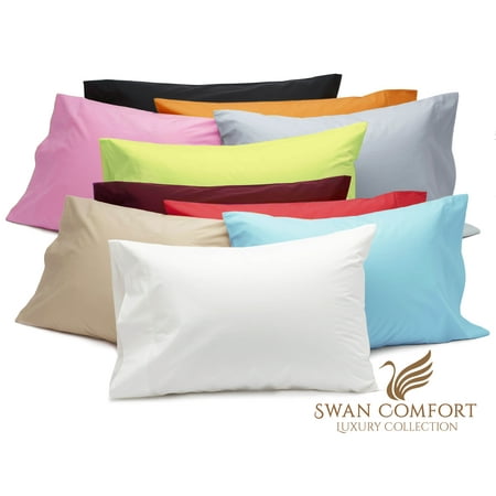 Swan Comfort Luxury Wrinkle & Fade Resistant Pillowcases - Standard, White ( Set of 2 (Best Pillowcase To Prevent Wrinkles)