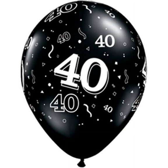 11 inch Qualatex 40-A-Round - Onyx Black Latex Balloons (50 Pack) - Party Supplies Decorations