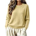 thumbnail image 2 of Szhihuiw Womens Sweaters Fall Fashion Crew Neck Casual Pullover Cable Knit Top Long Sleeve Lightweight Oversized Sweaters for Women, 2 of 6