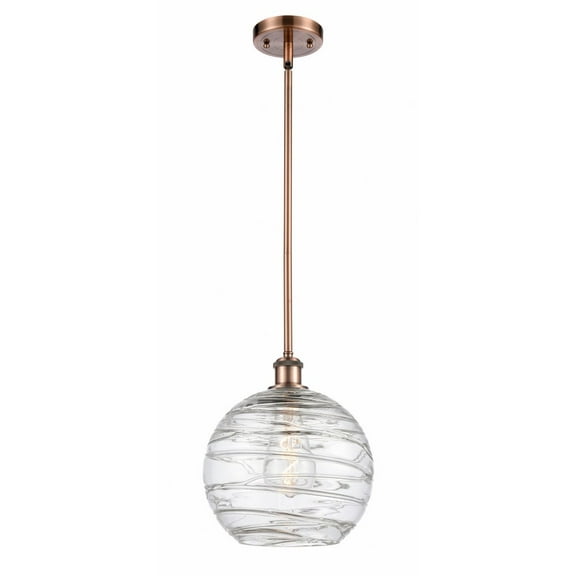 Innovations Lighting  Athens Deco Swirl - 1 Light 10" Stem Hung Mini Pendant Antique Copper