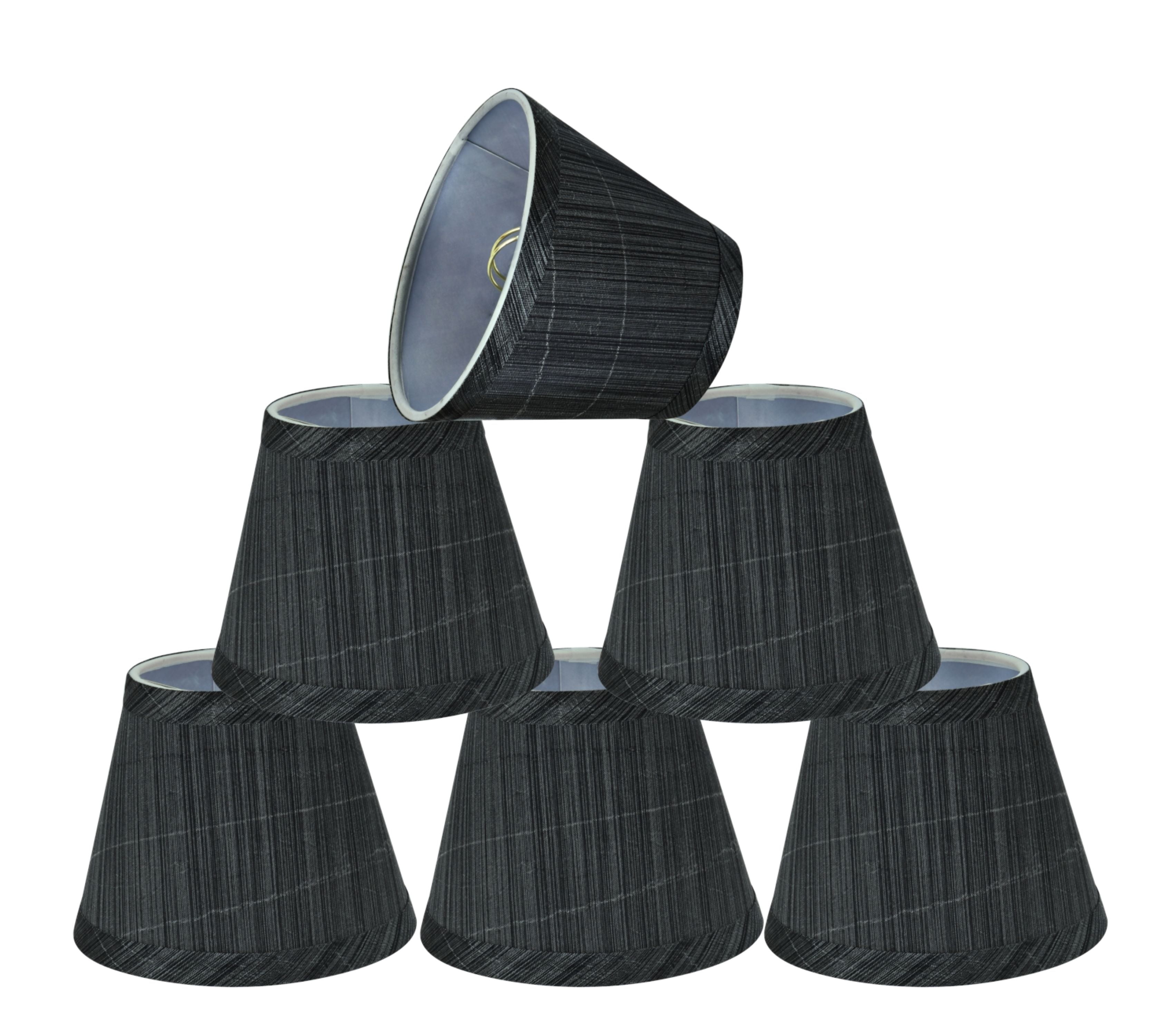 Set of 6 Gray and Black Synthetic Fabric Empire Lamp Shades