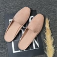 thumbnail image 4 of Women's Solid Suede Square Toe Flat Mule Shoes-Closed Toe Slip-On Sandals, 4 of 4