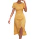 thumbnail image 1 of Vestido sexy de manga corta con estampado sin espalda informal de verano para mujer a la moda Fridja  qw2837, 1 of 4