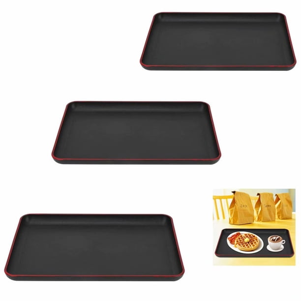 Bandeja rectangular de plástico para servir, bandeja antideslizante para servir comida para restaurante, hogar, hotel, 43*29,5 cm, 3 piezas