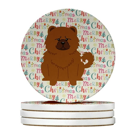 

Merry Christmas Chow Chow Red Large Sandstone Coasters Pack of 4 4 in x 4 in