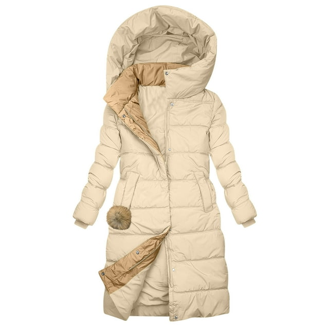 Chaquetas y abrigos casuales con capucha de manga larga para mujer, moda de invierno, chaqueta de plumón alargada y gruesa de longitud media, abrigo para mujer