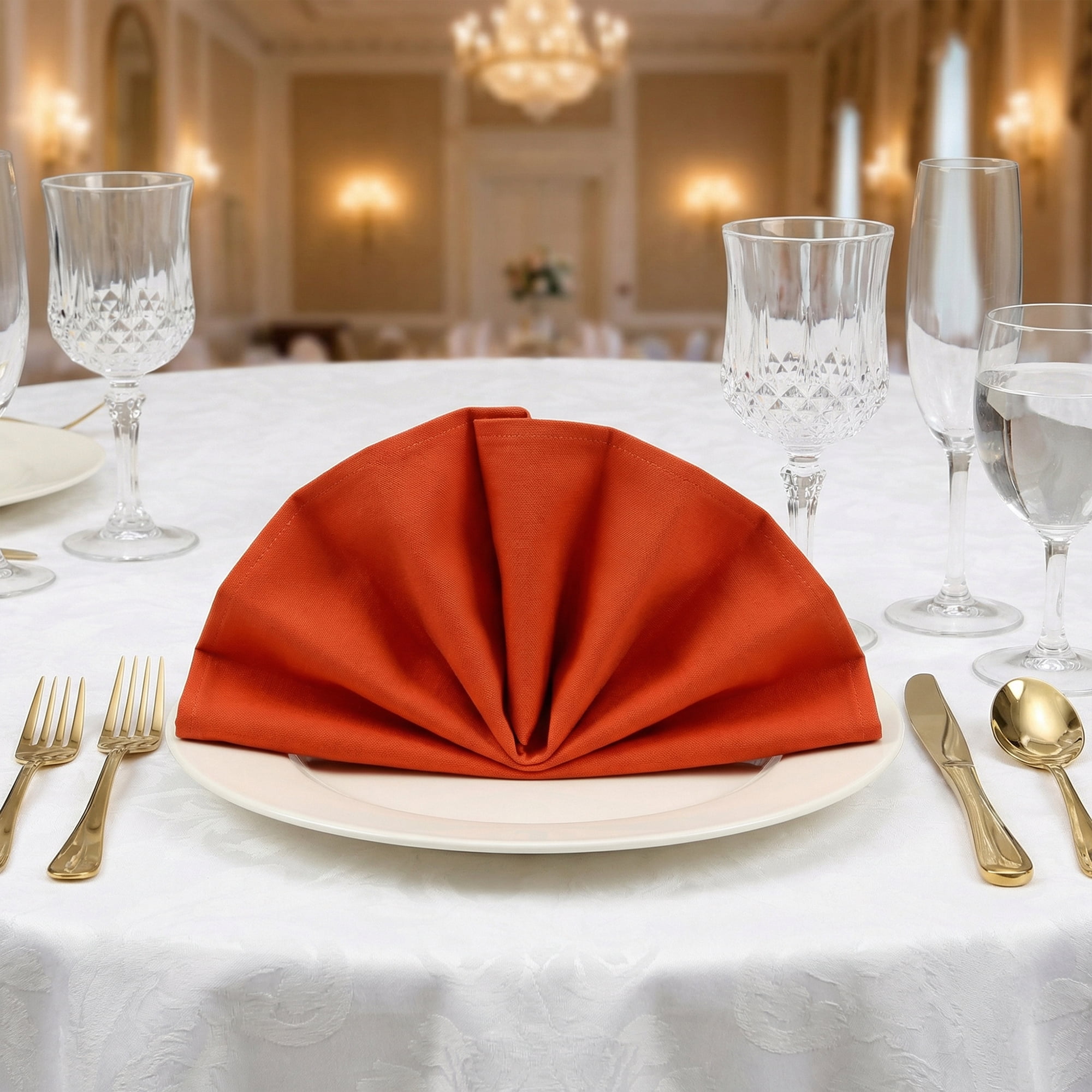 Unique Bargains 12Pcs Cotton Washable Reusable Events Cloth Napkins Orange 16x16inch