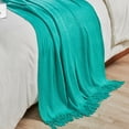 thumbnail image 5 of Home Soft Things Knitted Glitter Throw - Blue Turquoise with Gold Metalic Yarn - 50" x 60", 5 of 7