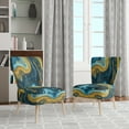 thumbnail image 2 of Designart "Golden Rivers in Agate Ripple IX" Blue Agate Upholstered Accent Chair - Modern Arm Chair For Bedroom, 2 of 5