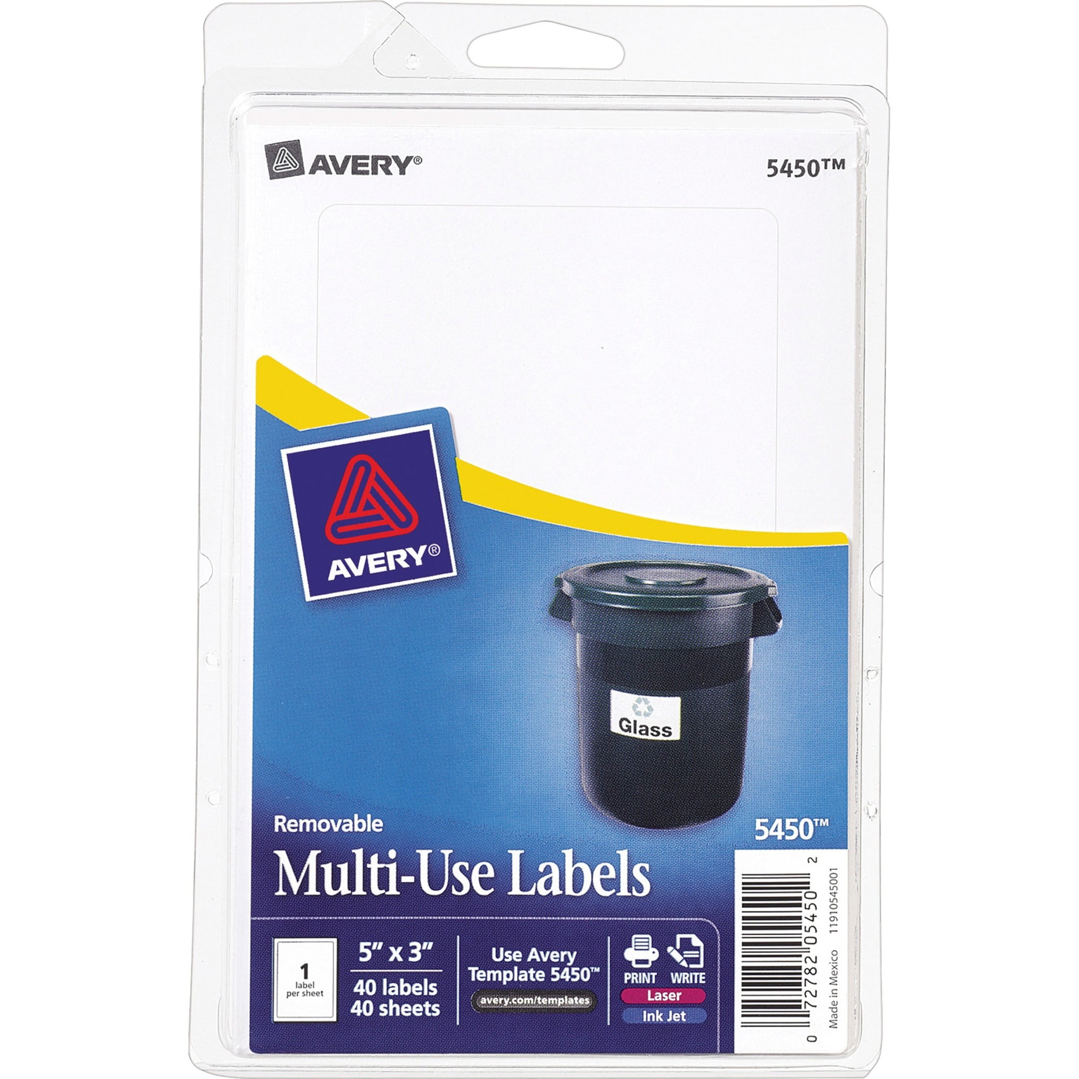 Removable MultiUse Labels, Inkjet/laser Printers, 3 X 5, White, 40