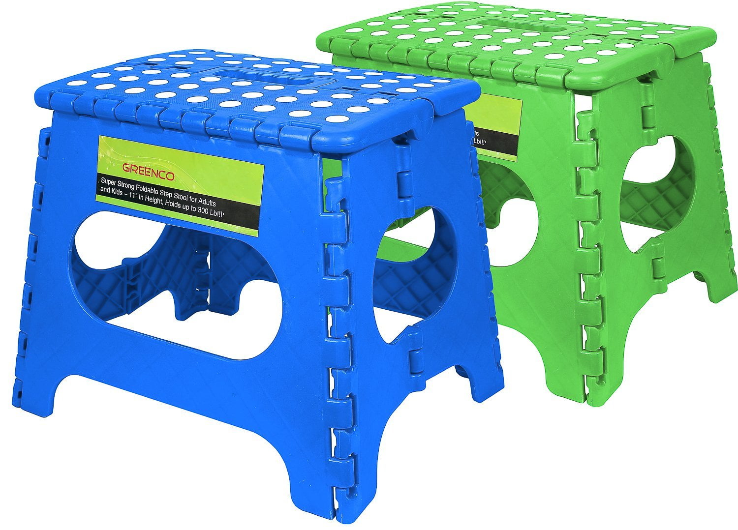 Green Greenco Super Strong Foldable Step Stool for Adults and Kids-11 in Height Holds up to 300 Lb