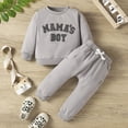 thumbnail image 2 of Caqnni Toddler Baby Boys Fall Winter Clothes Sweatshirt Pullover Top Pants Letters Prints Outfit Set 2Pcs Fall Winter Outfits (Gray,0-6M), 2 of 9