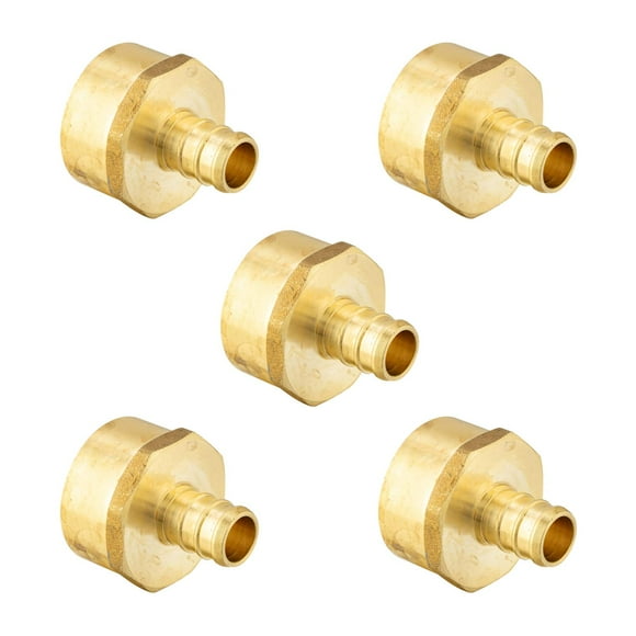 5 Pieces EFIELD Barb Crimp Pex 1/2" x 3/4" Female NPT Thread Adapter Brass Fittings, ASTM F1807