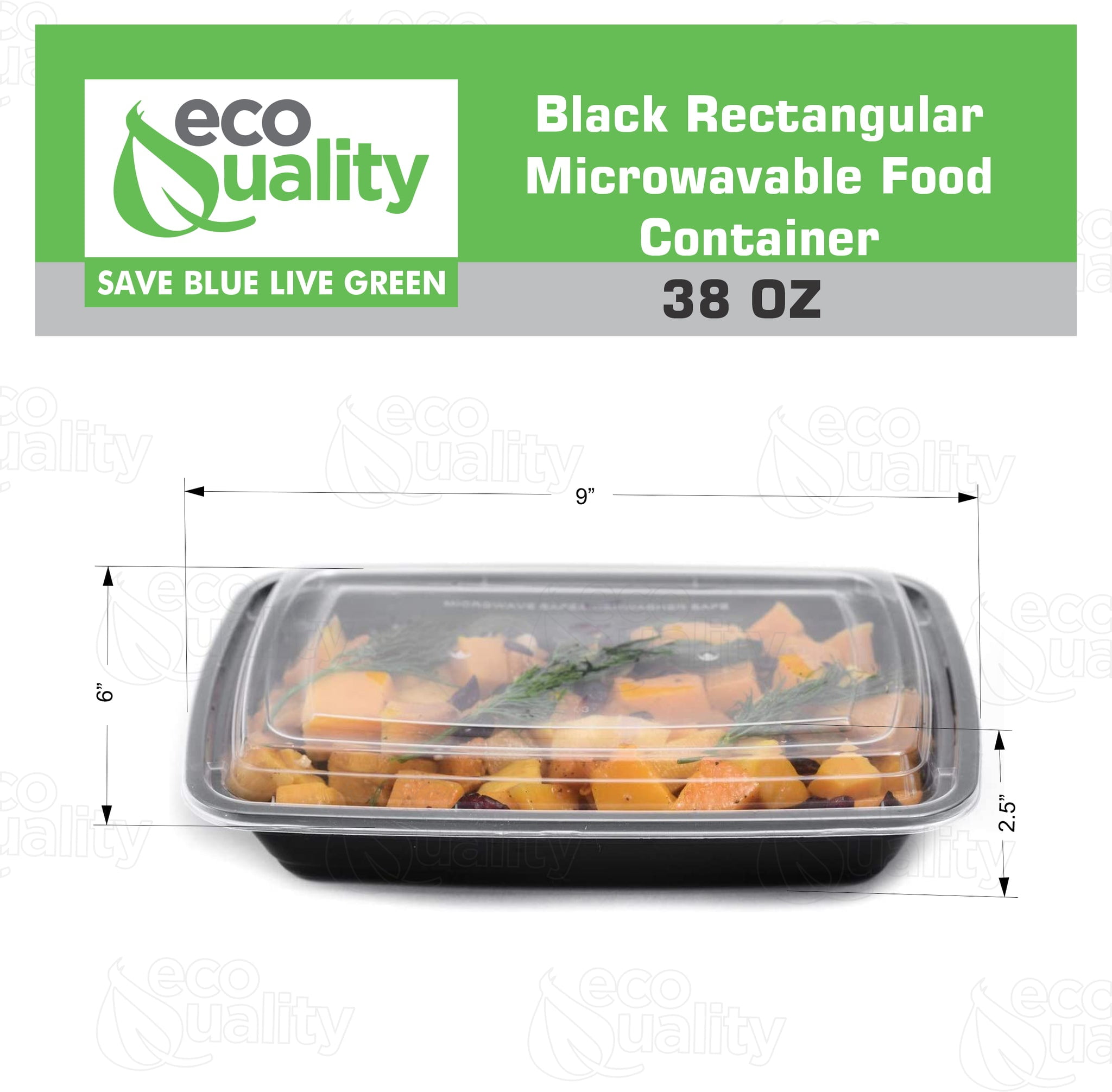 38oz White Microwavable Food Storage Rectangular Container with Lids –  EcoQuality Store
