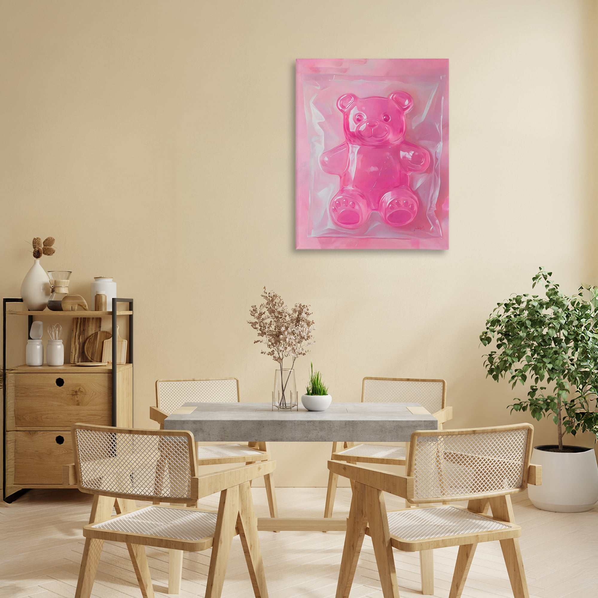 Stupell Industries Pink Gummy Candy Bear Canvas Wall Art, design by The Prints Vibe