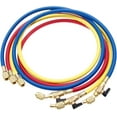 thumbnail image 1 of Refrigerant Charging Hose with Ball Valves for R410A R134A R12 R22 R502 R404 Refrigerant Charging Hoses HVAC, 1/4'' SAE HVAC Manifold Hose Set 800 PSI Red/Yellow/Blue (3pcs), 1 of 5