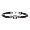 Arista Men's Bracelet in Black Leather and Stainless Steel, 8"