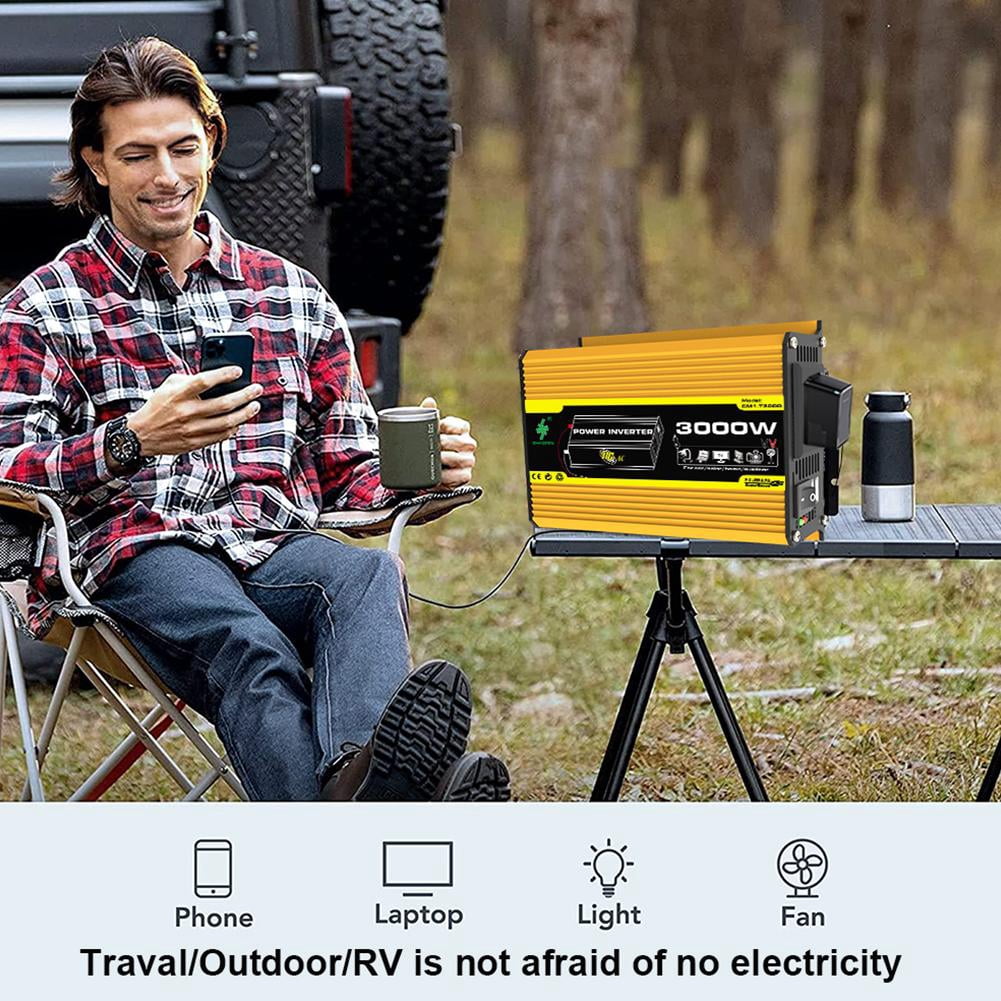 Nuboxa Power Inverter 12V to 220V/110V 3000W Onboard Solar Inverter Power S6 R8D9 A6J7