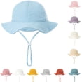 thumbnail image 2 of Ticikt Adjustable Wide Brim Sun Hat for Babies and Toddlers Outdoor Summer Beach Fisherman Style Soft UPF 50+,Color:Light Purple, 2 of 3
