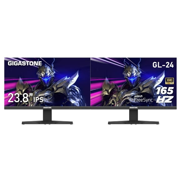 Gigastone 24 inch IPS LED Back Light Gaming Monitor 2-Pack 165Hz FHD 1920 x 1080, 178° Wide View, Dual Monitor, Computer Monitor, Built-in Speakers, FreeSync, Ergonomic Tilt VESA Mount,DP,HDMI