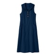 thumbnail image 7 of ClodeEU Women's V Neck Sleeveless Linen Blend Hooded Midi Dress,Casual Loose Fit Dress with Pockets Navy,Women's Plus XXL, 7 of 7