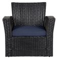thumbnail image 5 of Wynston 4-Piece Outdoor Patio Conversation Set with Cushions Black/Navy Blue, 5 of 11
