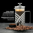 thumbnail image 5 of OVENTE French Press Coffee Maker 12 Ounce with Heat Resistant Borosilicate Glass, Stainless Steel Design and 4-Level Filter System, Portable Cold Brewer Pot for Travel, Camping or Gift, Silver FSD12P, 5 of 9