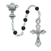 McVan P211CB Black Glass Communion Rosary with Cross Boxed