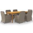 thumbnail image 1 of vidaXL 7 Piece Garden Dining Set Brown, 1 of 5