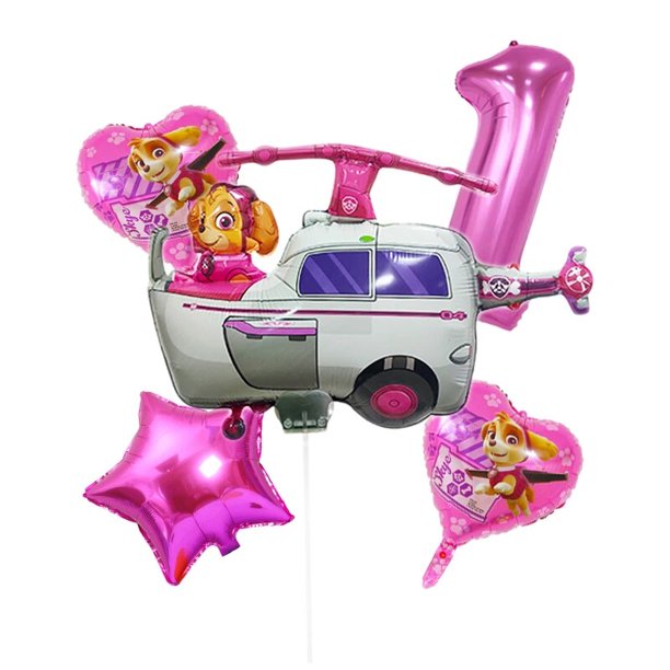 Juego de globos de dibujos animados de la patrulla canina para niños, juego de globos digitales de 32 pulgadas para fiesta de cumpleaños, Chase, Marshall, Skye, 5 piezas