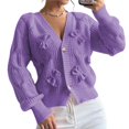 thumbnail image 3 of Women's Bowknot Chunky Knit Cardigan Sweaters Open Front Cozy Long Sleeve Button Up Cardigan for Winter M, 3 of 10