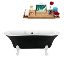 68" Streamline N103WH-ORB Clawfoot Tub and Tray With External Drain