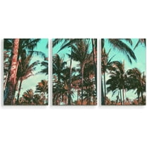 Idea4wall 3 Piece Tropical Canvas Wall Art Palm Tree Canvas Prints Modern Home Wall Decor, 24"x36"