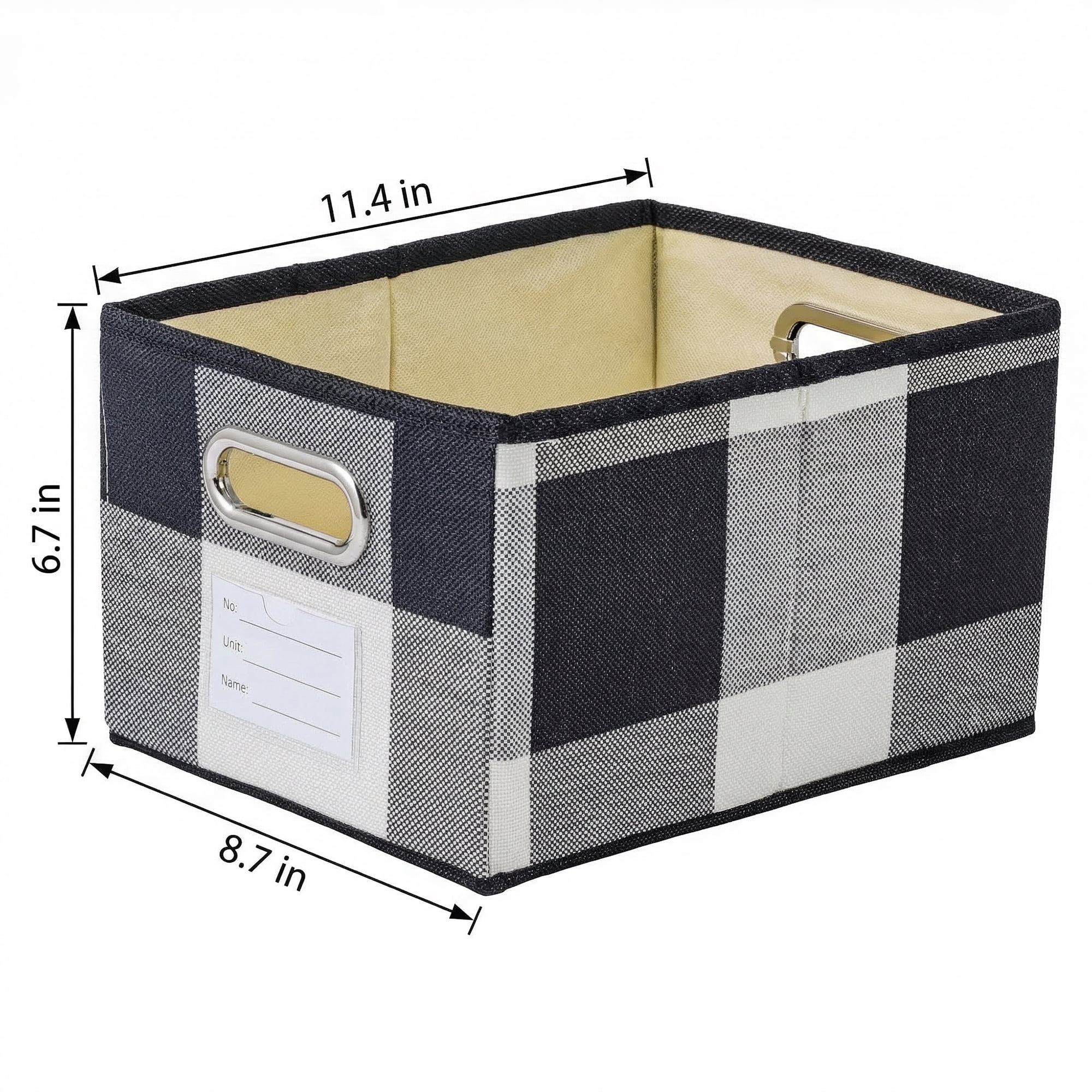 Unique Bargains Storage Bin with Handles for Shelves Closet Black 8.7" x 11.4" x 6.7"