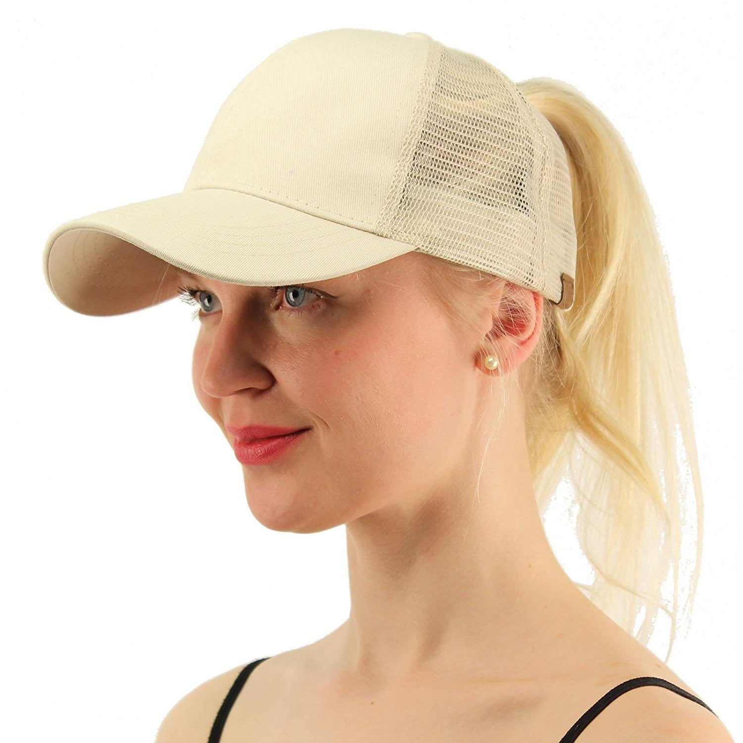 man bun baseball cap